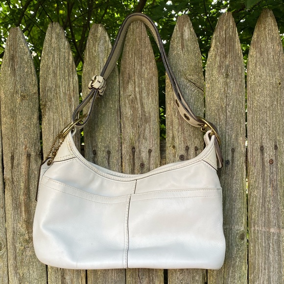 Coach Handbags - Coach white leather adjustable bag